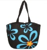 black latest women bags with blue flower