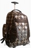 brown check trolley backpack wheeled bag