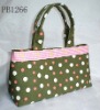 canvas  hand tote bag with full printing green dots