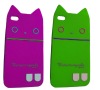 colorful cat shape silicone phone case for iphone 4g