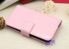 crocodile skin flip leather case for iphone 4g