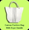 fashion canvas shopping bag with rope handle