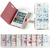 for Apple iphone 4 leather case Hello Kitty