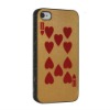 for iPhone 4S&4G Silver Poker Style Hard Back Cover Case Red Heart Pattern