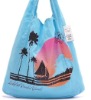 fresh and natural blue cotton linen carrier bag