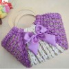 girl's fashion light purple straw tote bag