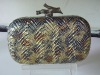 hard case clutch bags with branch handle evening bag/box clutch blue