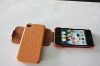 high quality black genuine leather new high end leather case for iphone 4 OEM and ODM