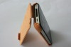 high quality fation mobile phone genuine leather wallet bumper for iphone 4/4s