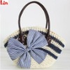 lady fashion dark blue paper straw bag