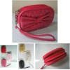 quilted PU cosmetic bag with bowknot