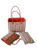 red striped  straw beach set