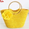 yellow fashion straw basket bag